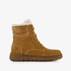 Gevoerde suède dames veterboots cognac