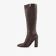 Hoge dames croco laarzen met hak bruin