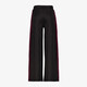 Meisjes wide leg pantalon met bies zwart bordeaux