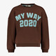 Meisjes sweater met tekstopdruk bruin blauw