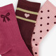 3 paar meisjes sokken met design roze bruin