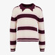 Gebreide meisjes trui met kraagje wit roze bordeaux