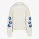 Gebreid meisjes vest wit met blauwe bloemen