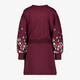 Meisjes jurk met geborduurde mouwen rood