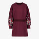 Meisjes jurk met geborduurde mouwen rood
