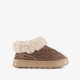 Dames pantoffels met imitatiebont bruin