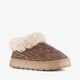Dames pantoffels met imitatiebont bruin