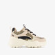 Meisjes dad sneakers met panterprint beige