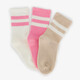3 paar kinder sokken met streepjes wit roze