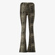 Dames flared broek met panterprint bruin