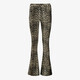 Dames flared broek met panterprint bruin