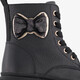 Leren meisjes veterboots met strik zwart