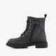 Leren meisjes veterboots met strik zwart
