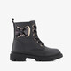 Leren meisjes veterboots met strik zwart