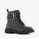 Leren meisjes veterboots met strik zwart