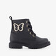 Leren meisjes veterboots met vlinder zwart