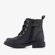 Leren meisjes veterboots met vlinder zwart
