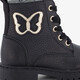 Leren meisjes veterboots met vlinder zwart