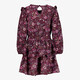 Meisjes jurk met ruches en bloemenprint paars