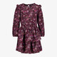 Meisjes jurk met ruches en bloemenprint paars