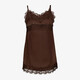 Dames singlet met kant donkerbruin