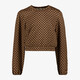 Cropped meisjes sweater met print bruin