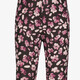 Flared meisjes broek met bloemenprint zwart roze