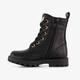 Meisjes veterboots met hartjes zwart