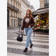 Dames sweater met opdruk bruin