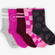 5 paar meisjessokken met design roze bordeauxrood