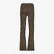 Flared dames broek met grafisch print zwart bruin