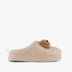 Dames teddy instap pantoffels met croissaint beige