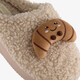 Dames teddy instap pantoffels met croissaint beige