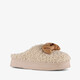 Dames teddy instap pantoffels met croissaint beige