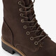 Leren dames veterboots donkerbruin