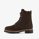 Leren dames veterboots donkerbruin