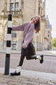 Gestreept meisjes shirt met lange mouwen roze