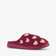 Dames teddy pantoffels met hartjes roze