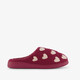 Dames teddy pantoffels met hartjes roze