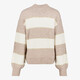 Gebreide dames trui met strepen beige wit