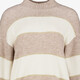 Gebreide dames trui met strepen beige wit