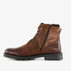 Gevoerde leren heren veterboots cognac bruin