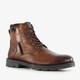 Gevoerde leren heren veterboots cognac bruin