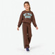 Meisjes wide leg pantalon met bies bruin blauw