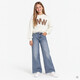 Meisjes wide leg jeans met strass steentjes