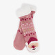 1 paar dames kerst huissokken met Kerstman roze