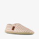 Canvas gestreepte kinder pantoffels beige
