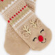 1 paar dames kerst huissokken met rendier beige