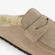 Gevoerde suède dames instappers beige