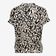Dames blouse zwart met print en knoop